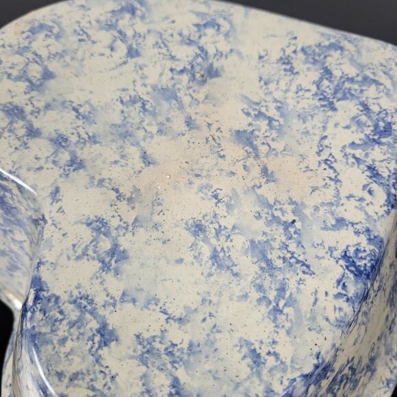 Vintage 3 pcs Set Heart Shaped Nesting Bowls White Blue Sponge Paint Pottery Art - Picture 7 of 16